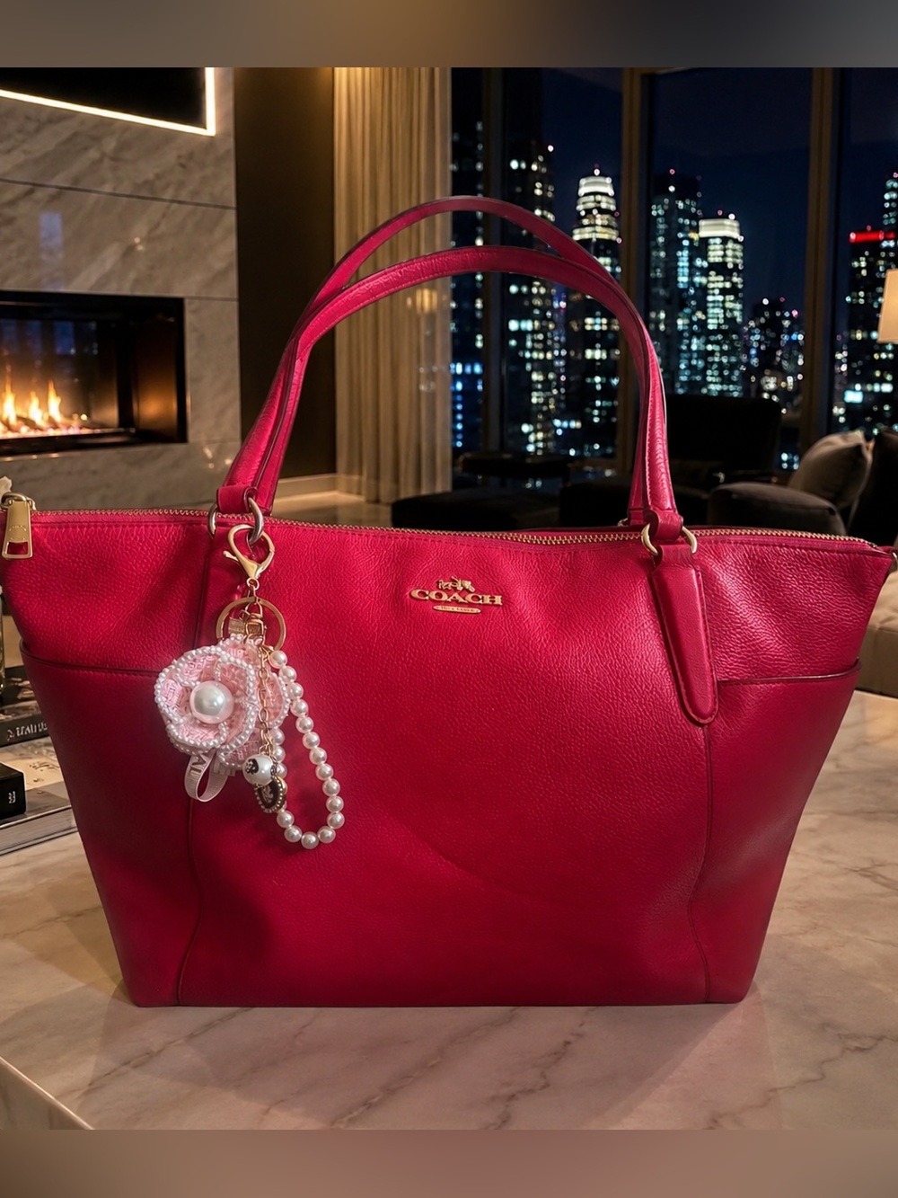 Coach Ava 2016 Tote in Ruby Pink with Gold-Tone Logo